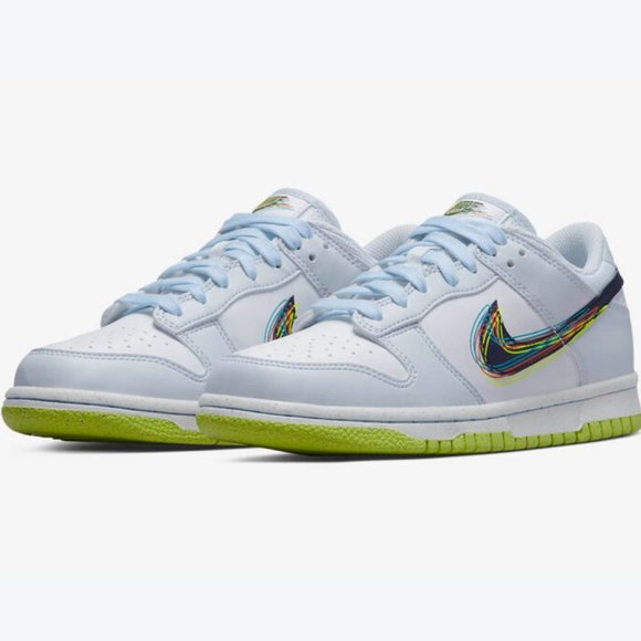 🧩[NEW] NIKE DUNK LOW 3D SWOOSH GREY GRADE SCHOOL YOUTH SHOES SIZE 5Y SNEAKERS🧩 - Picture 2 of 12